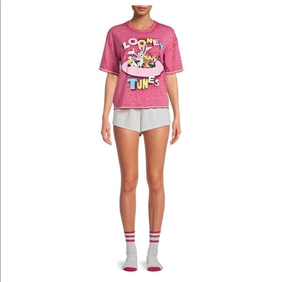 Looney Tunes Women’s 3-piece Sleepwear Pajama Short Set - Picture 1 of 6